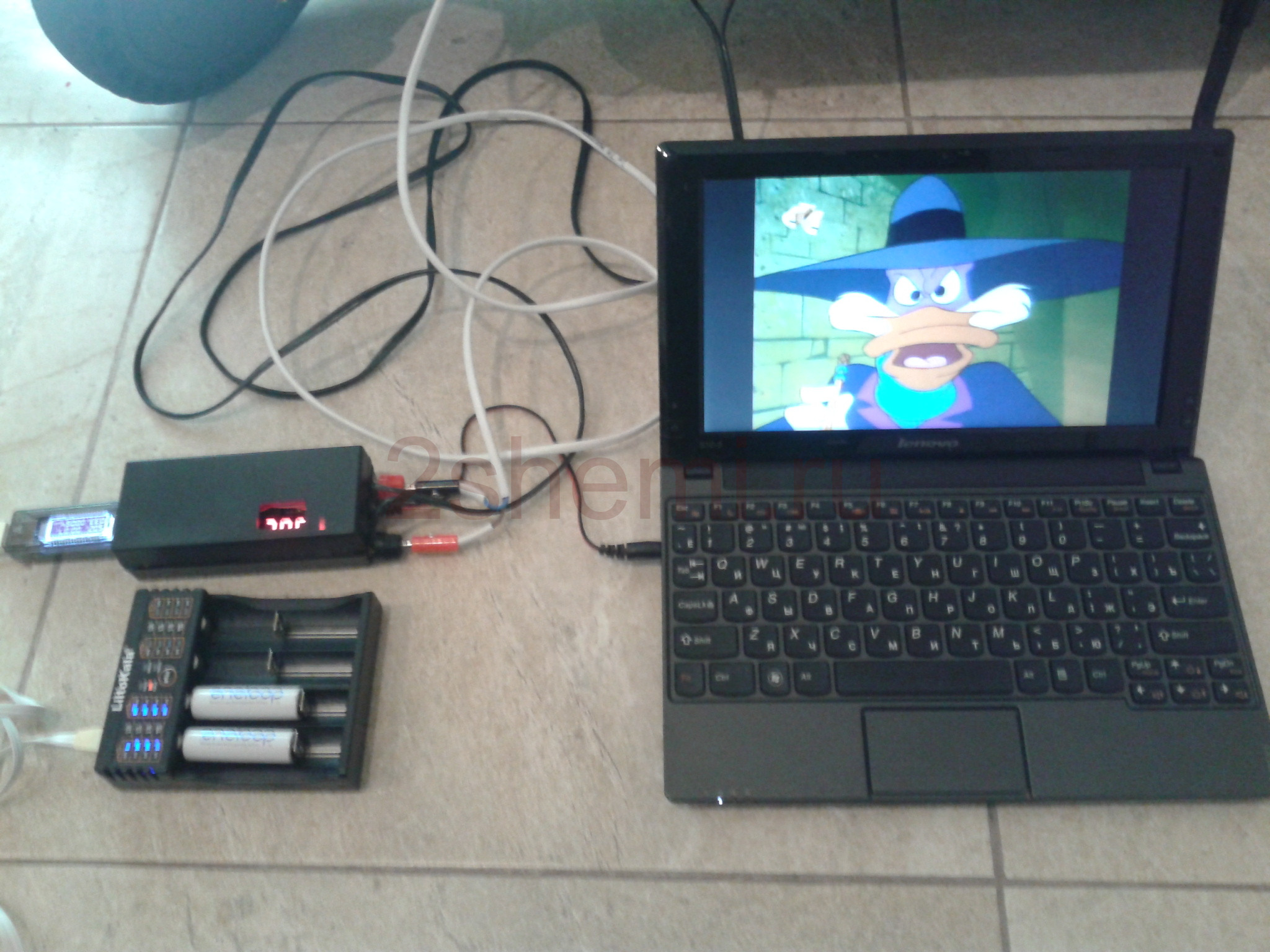 Питание ноутбука, лампы и USB от электросамоката