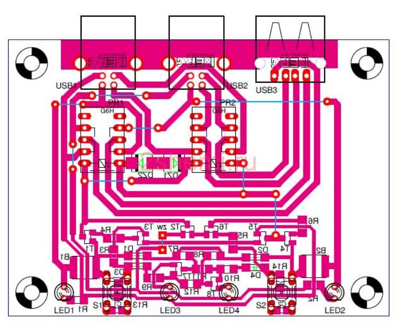 Кнопочный переключатель USB для двух ПК