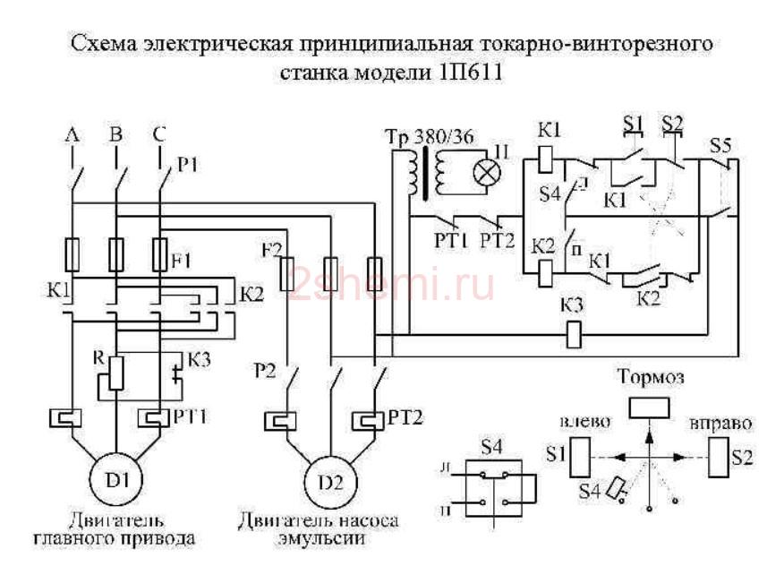 Электрические схемы токарных станков