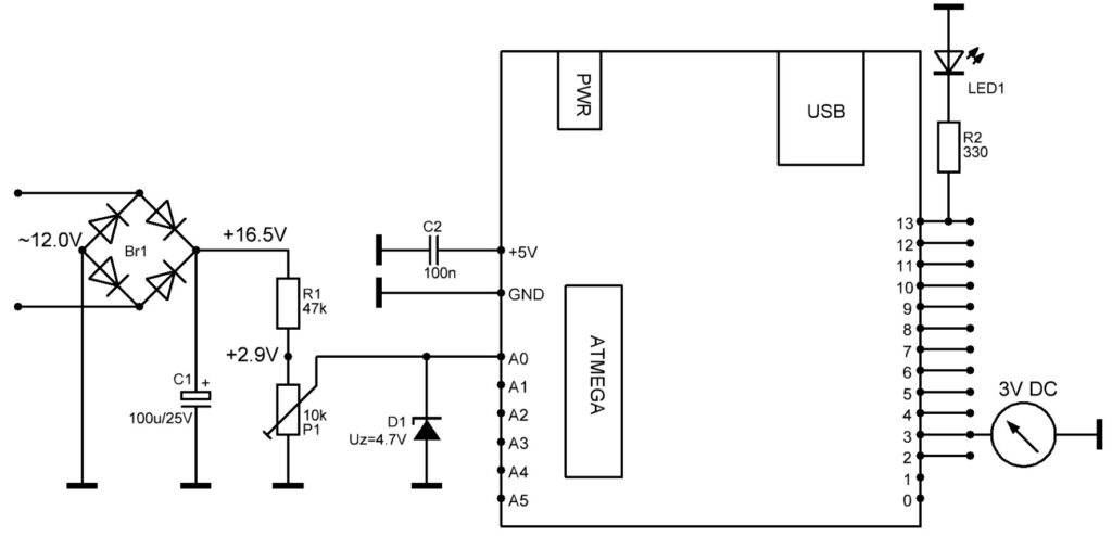 Аналоговый вольтметр на Arduino